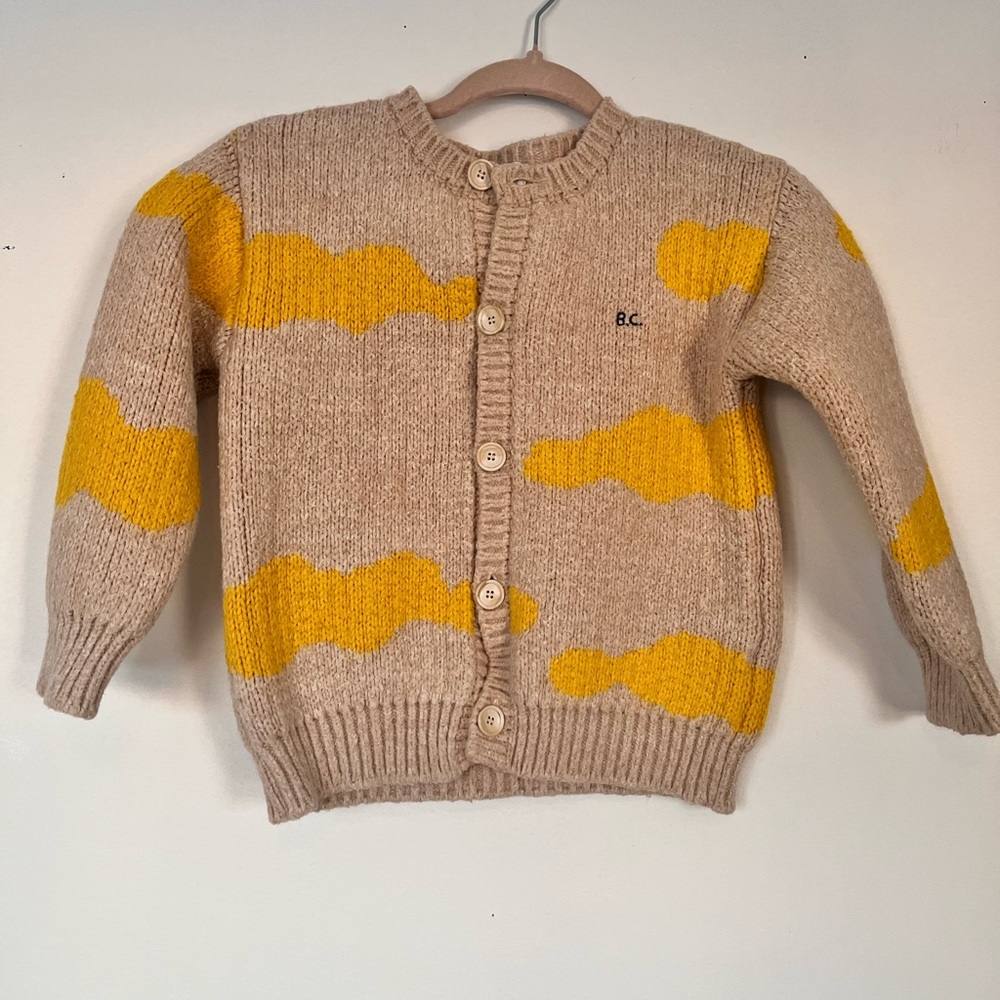 Bobo Choses Kids Beige and Yellow Knit Cardigan